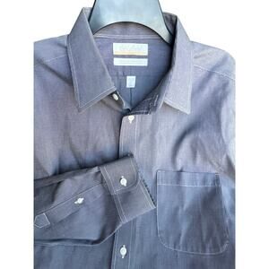 Gold Label Roundtree & Yorke Dress Shirt (XL) Gray Non-Iron EZ Wash 100% Cotton